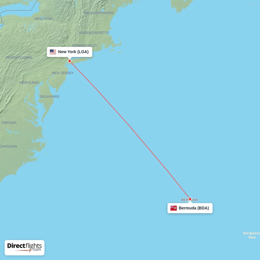 BDA - LGA route map