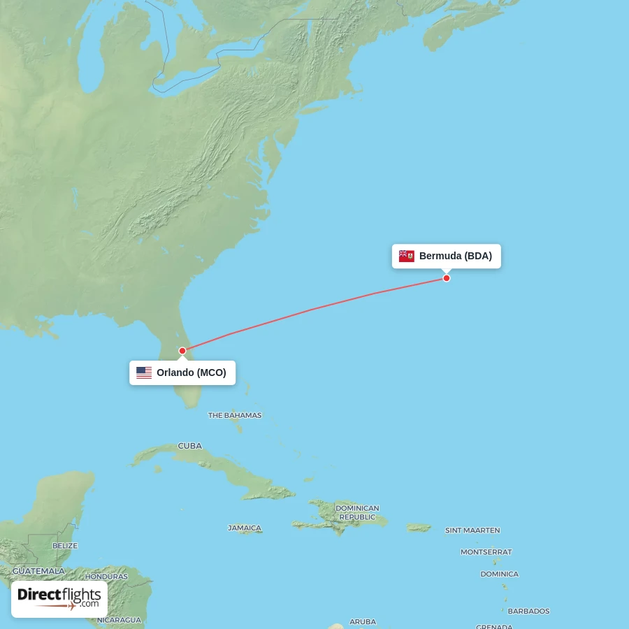 BDA - MCO route map