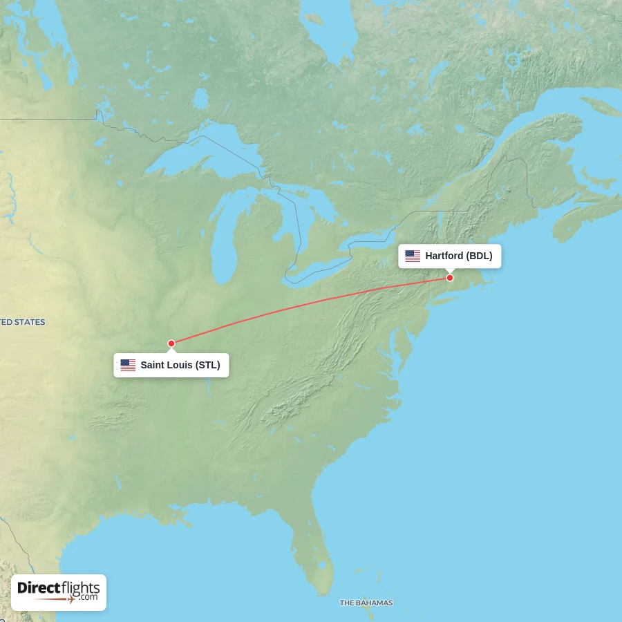 BDL - STL route map