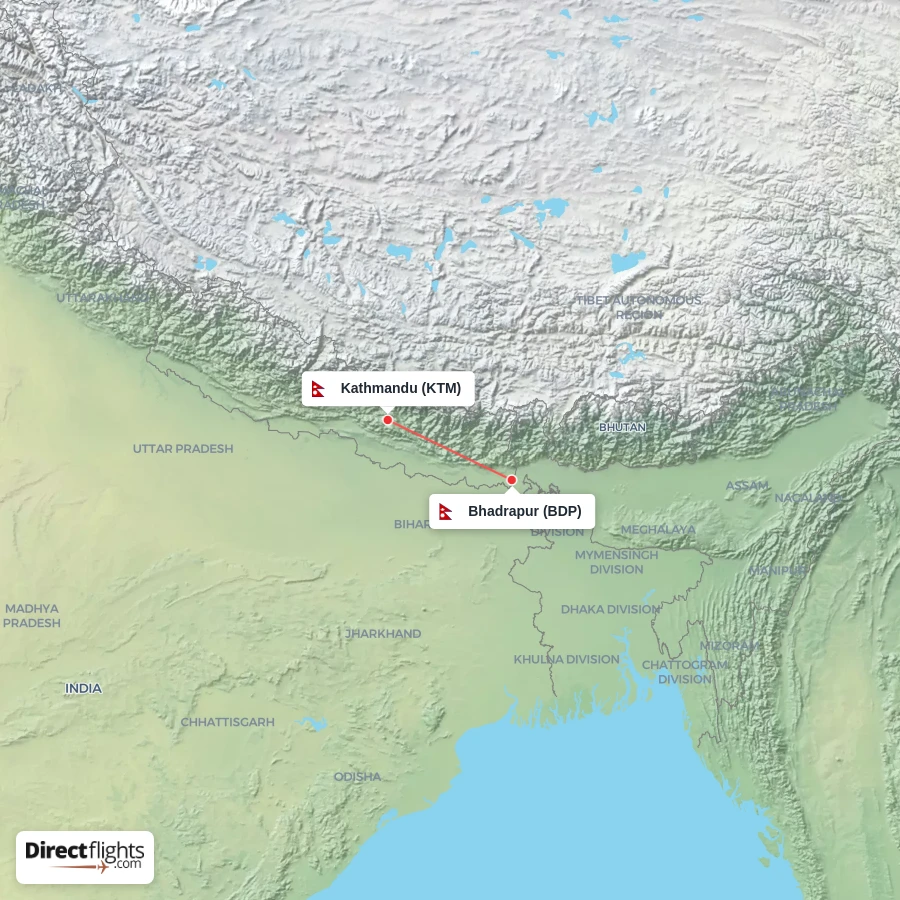 BDP - KTM route map