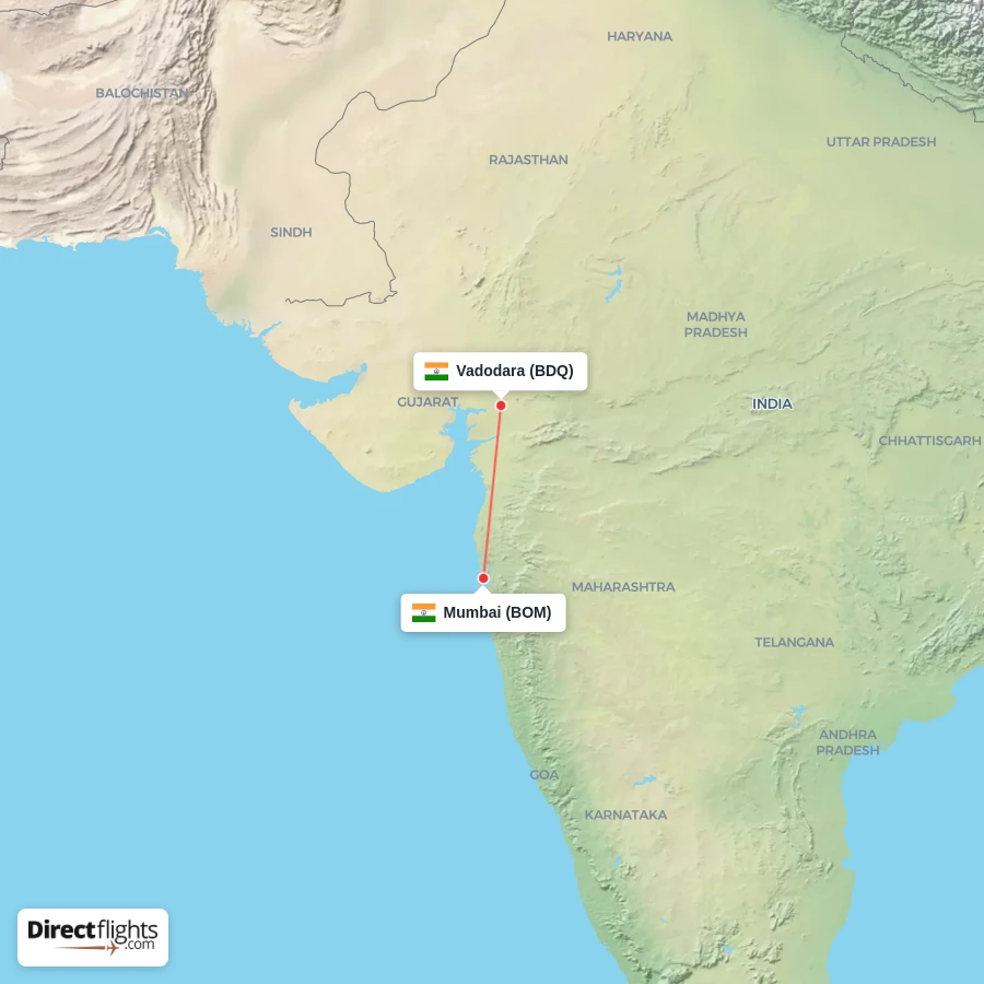 BDQ - BOM route map