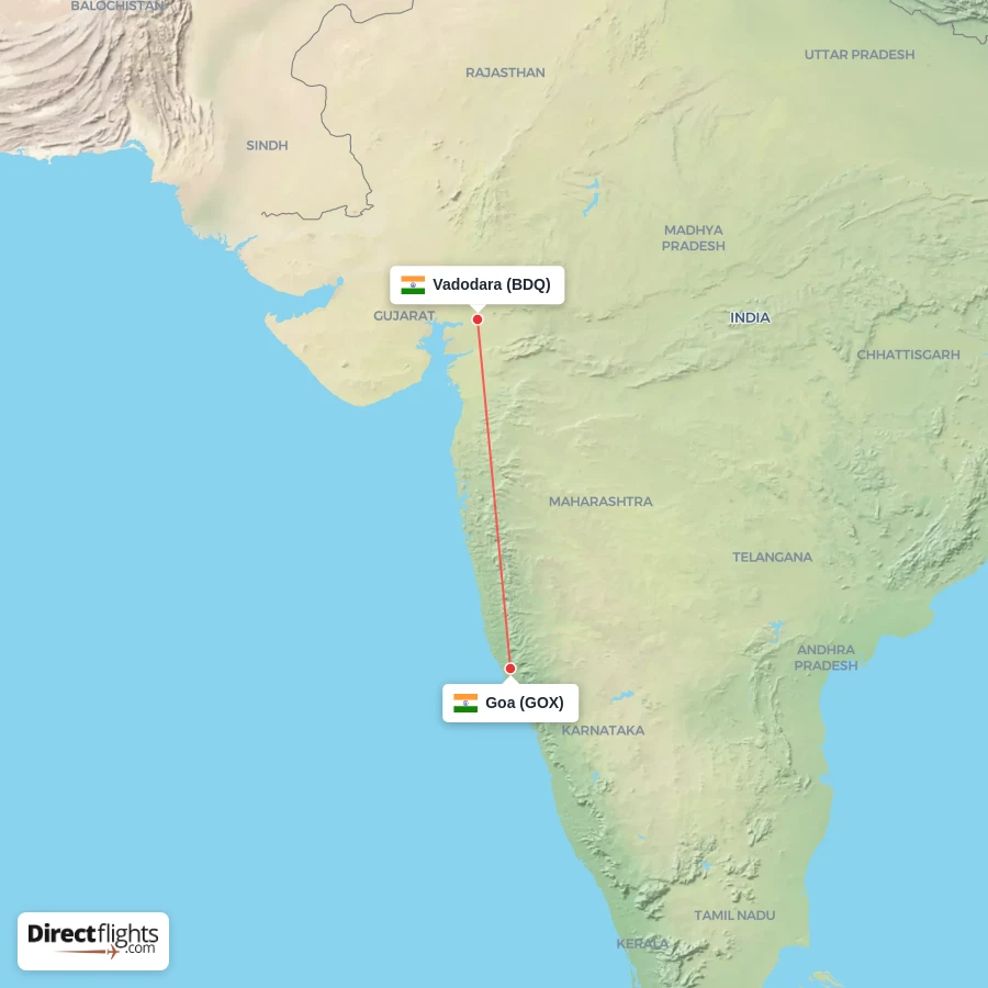 BDQ - GOX route map