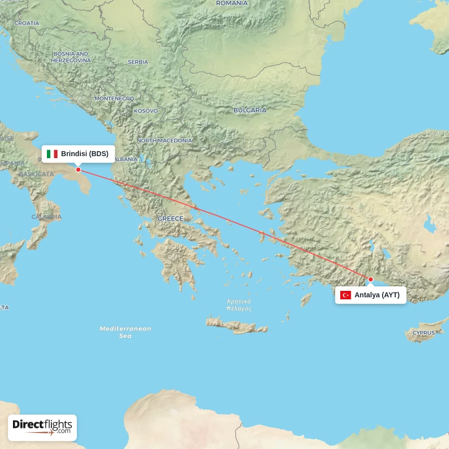 BDS - AYT route map