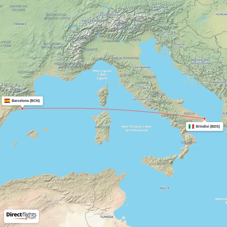 BDS - BCN route map