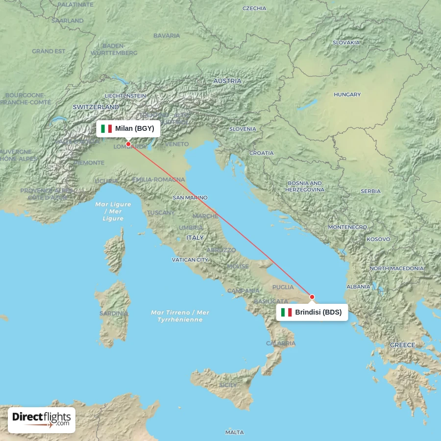 BDS - BGY route map