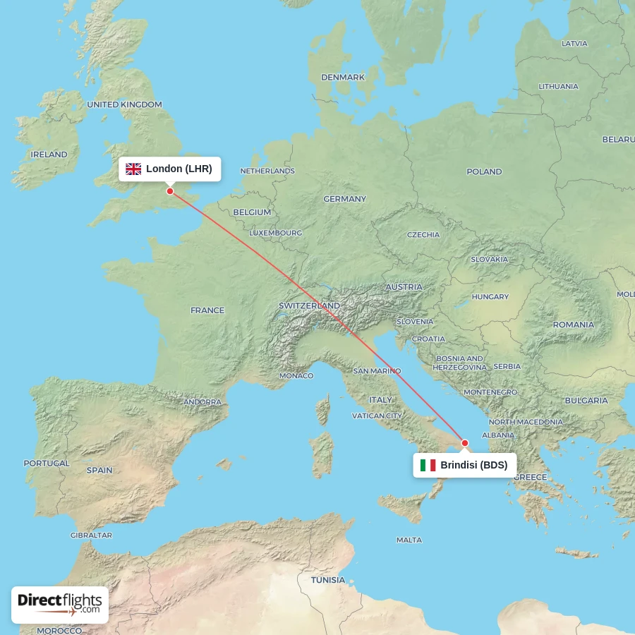 BDS - LHR route map