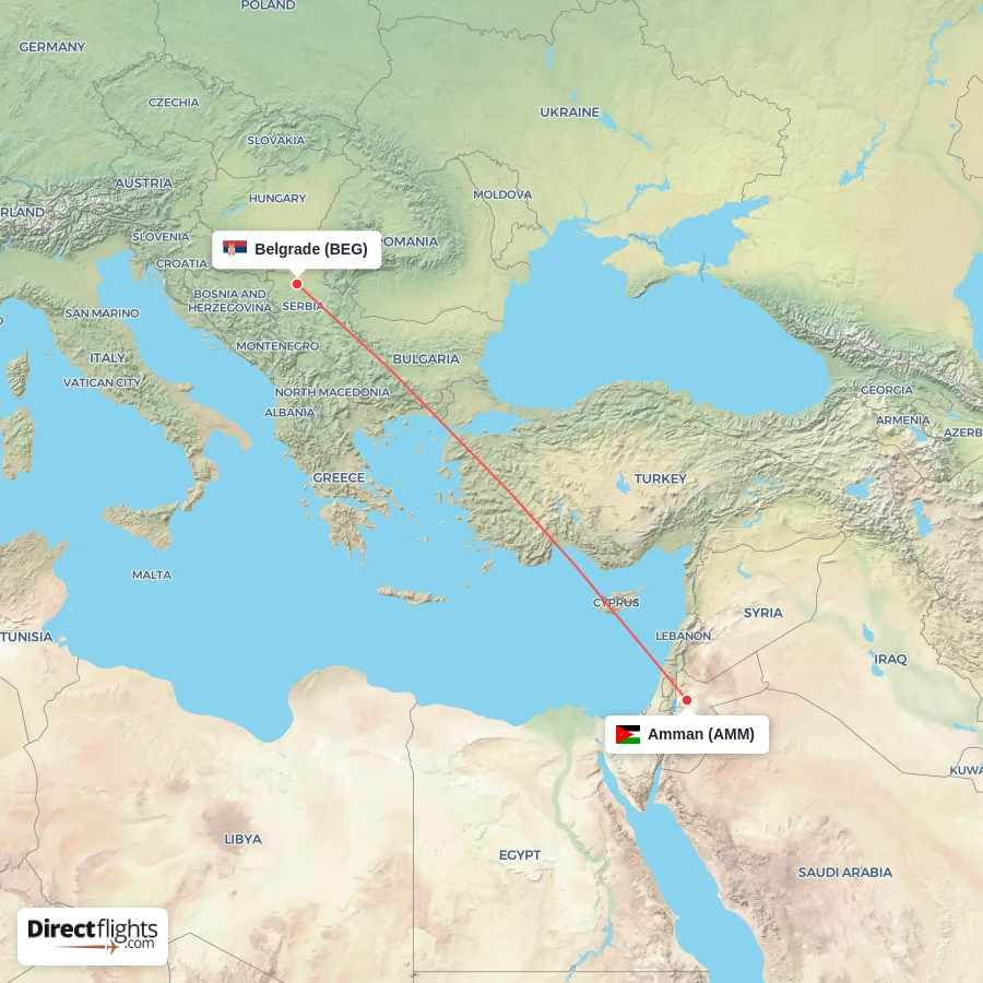 BEG - AMM route map