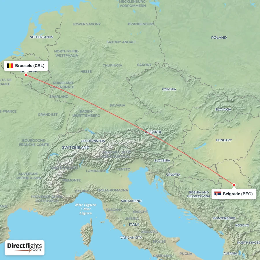 BEG - CRL route map