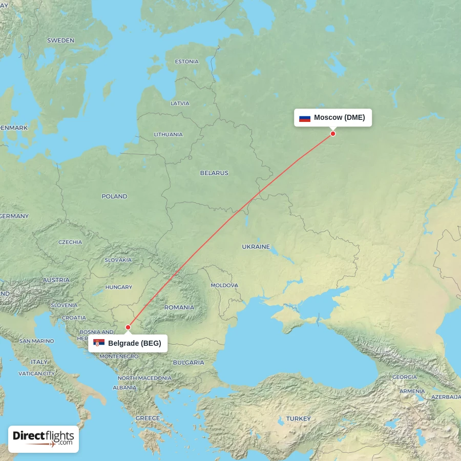 BEG - DME route map