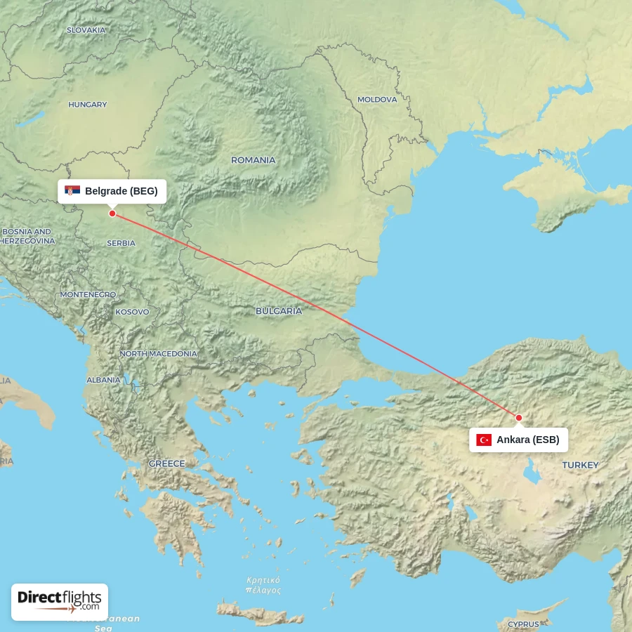 BEG - ESB route map
