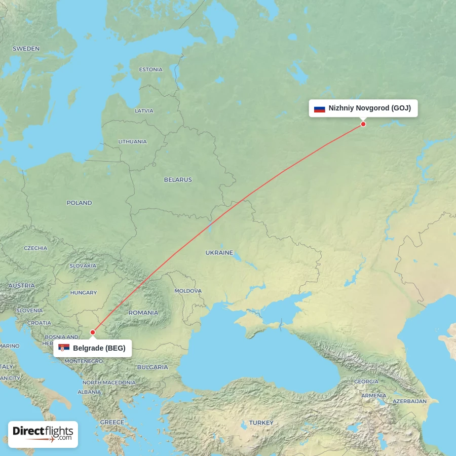 BEG - GOJ route map
