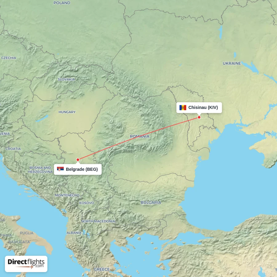 BEG - KIV route map