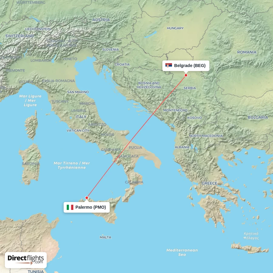 BEG - PMO route map