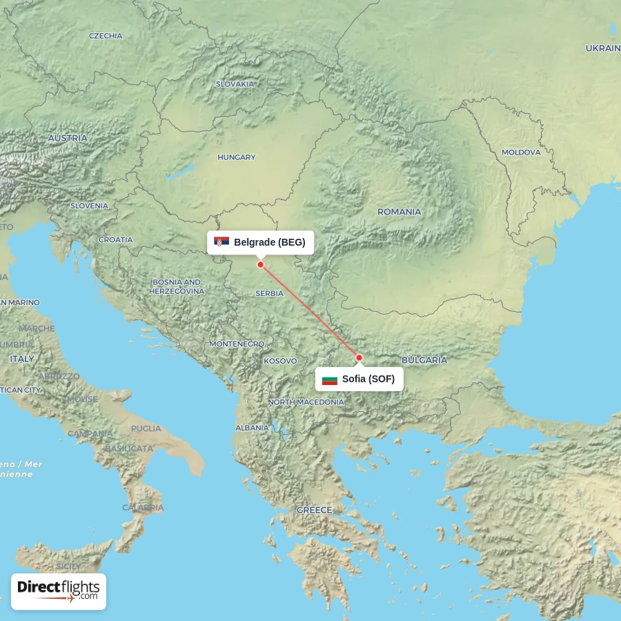 BEG - SOF route map