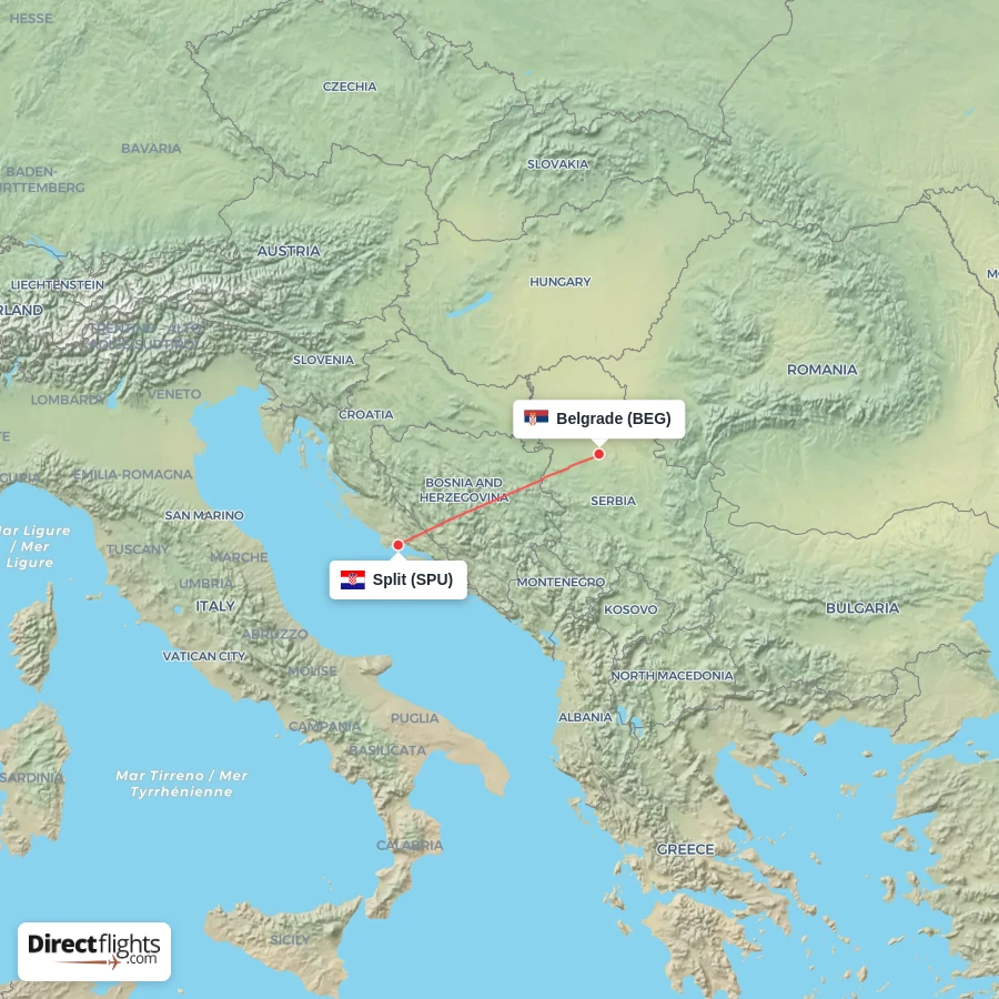 BEG - SPU route map