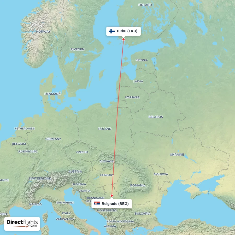 BEG - TKU route map