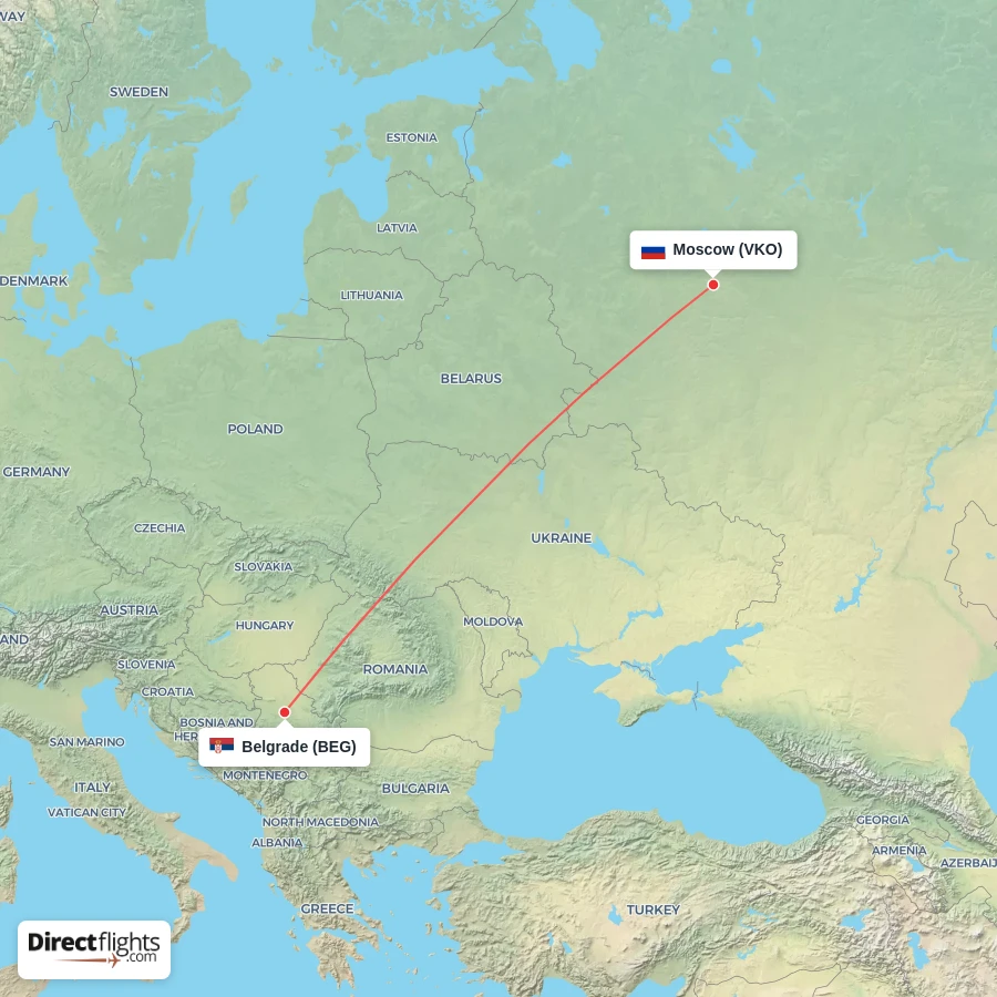BEG - VKO route map