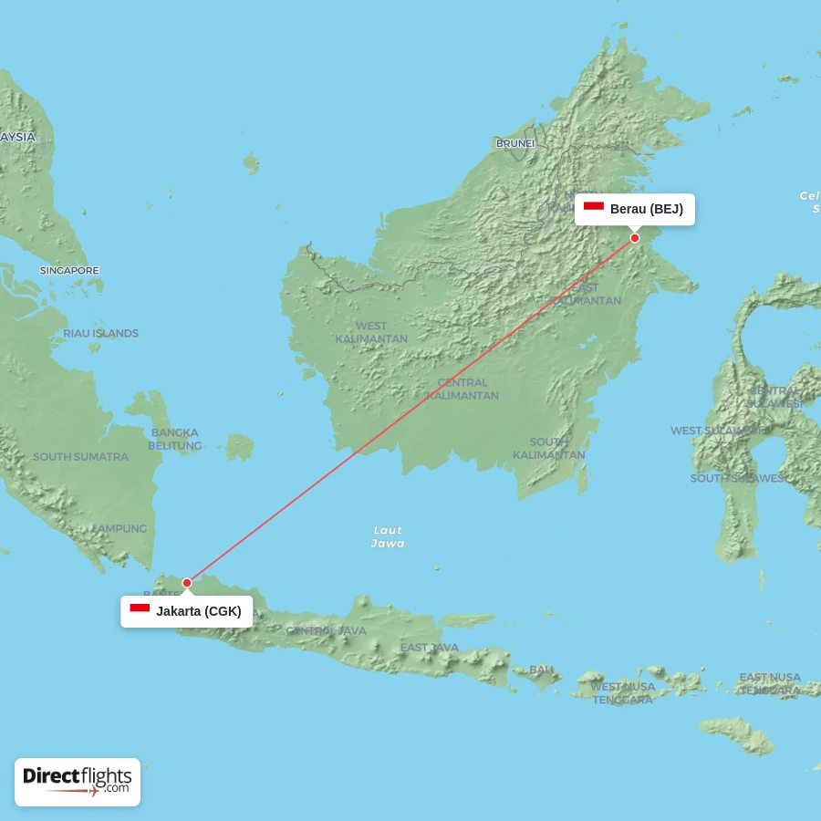 BEJ - CGK route map