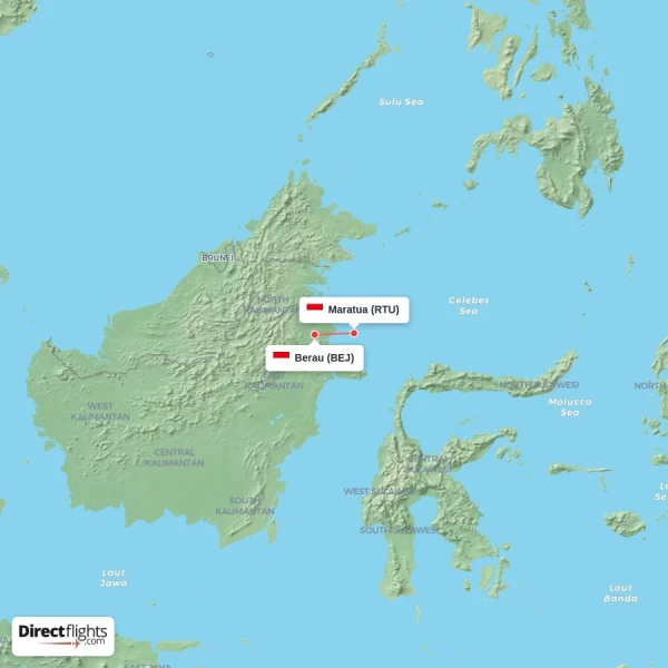 Berau - Maratua direct flight map
