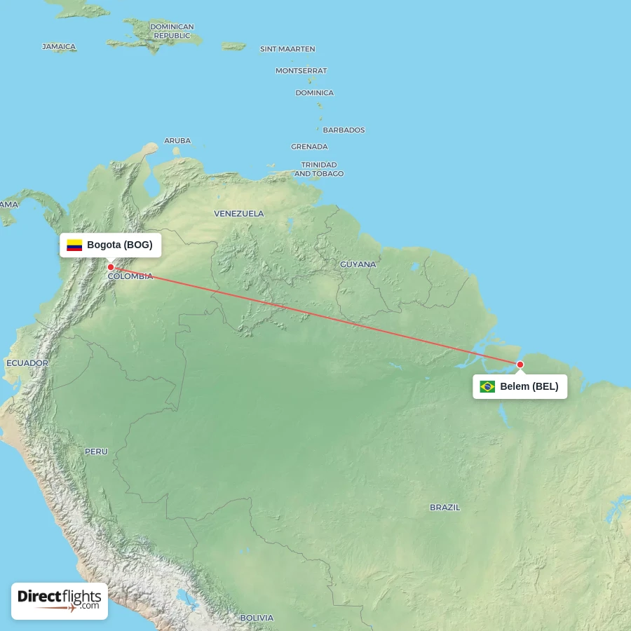 BEL - BOG route map