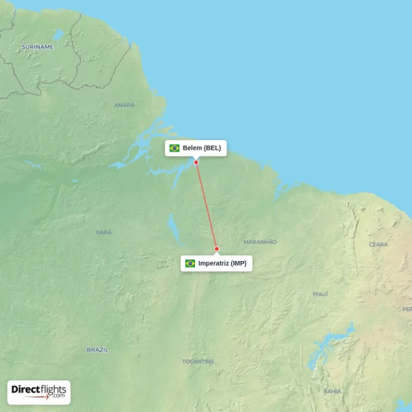 Belem - Imperatriz direct flight map