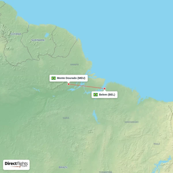 Belem - Monte Dourado direct flight map