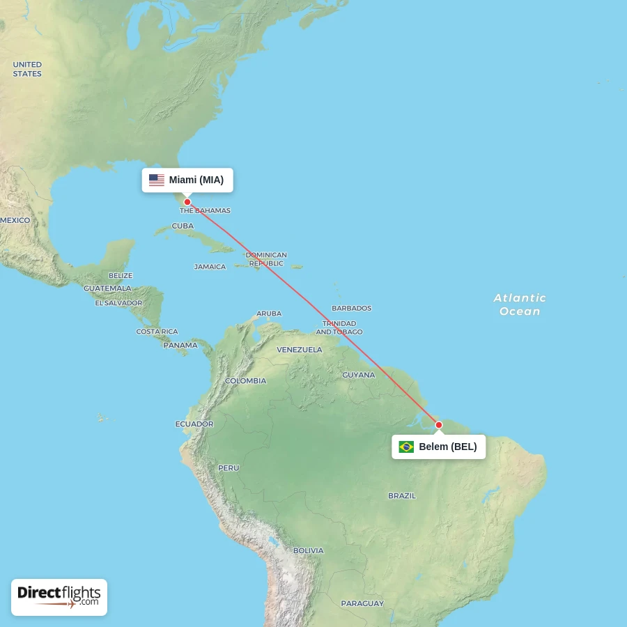 BEL - MIA route map