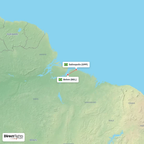 Belem - Salinopolis direct flight map