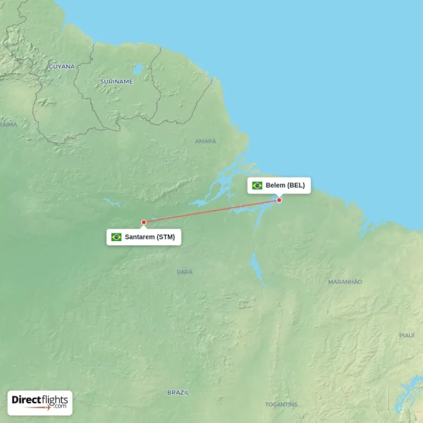 Belem - Santarem direct flight map