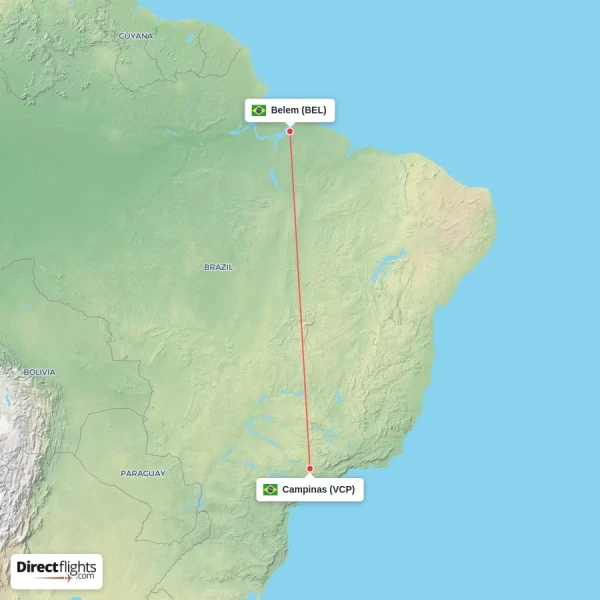 Belem - Campinas direct flight map