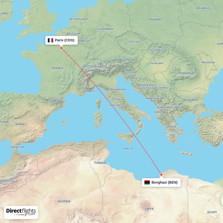 BEN - CDG route map