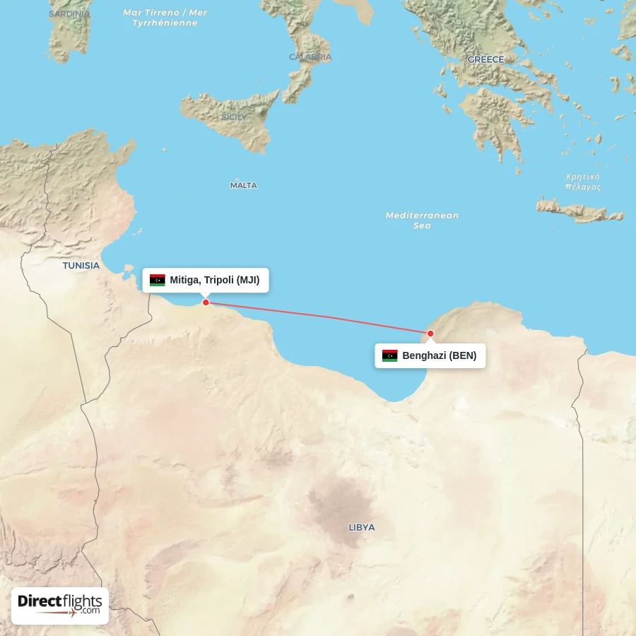 BEN - MJI route map
