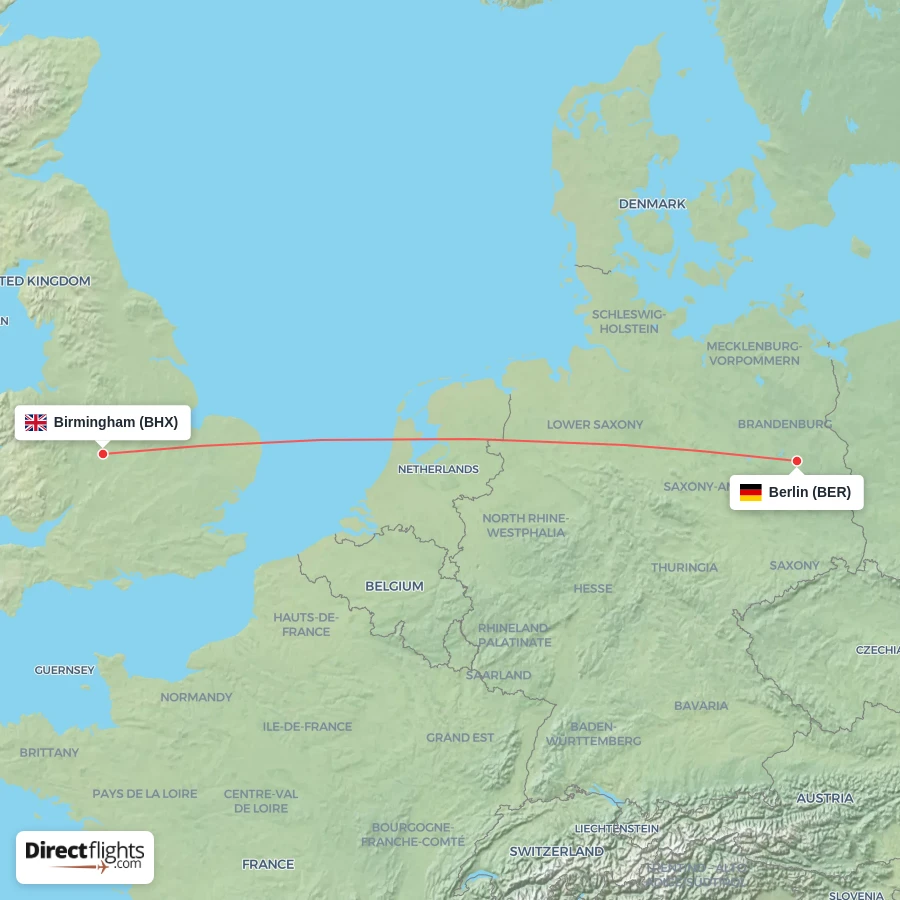 BER - BHX route map