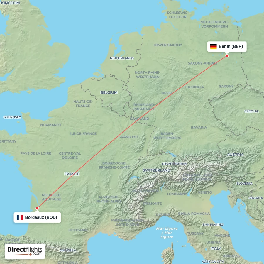 BER - BOD route map