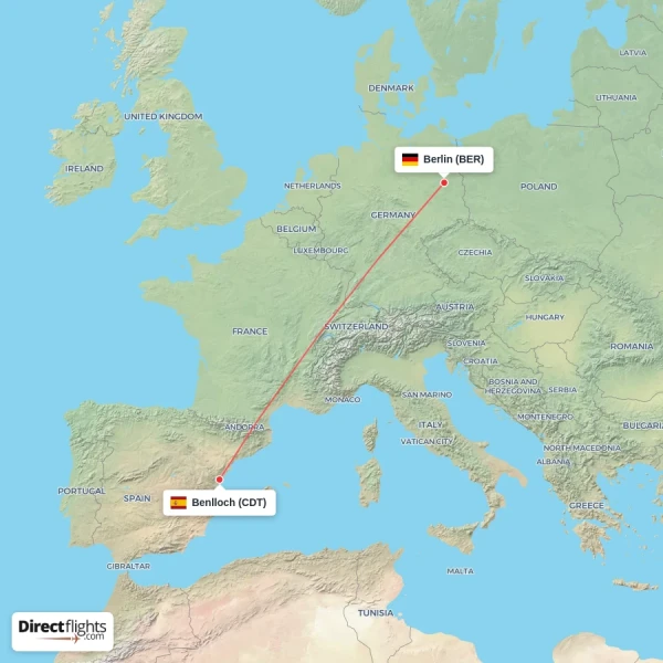 Berlin - Benlloch direct flight map