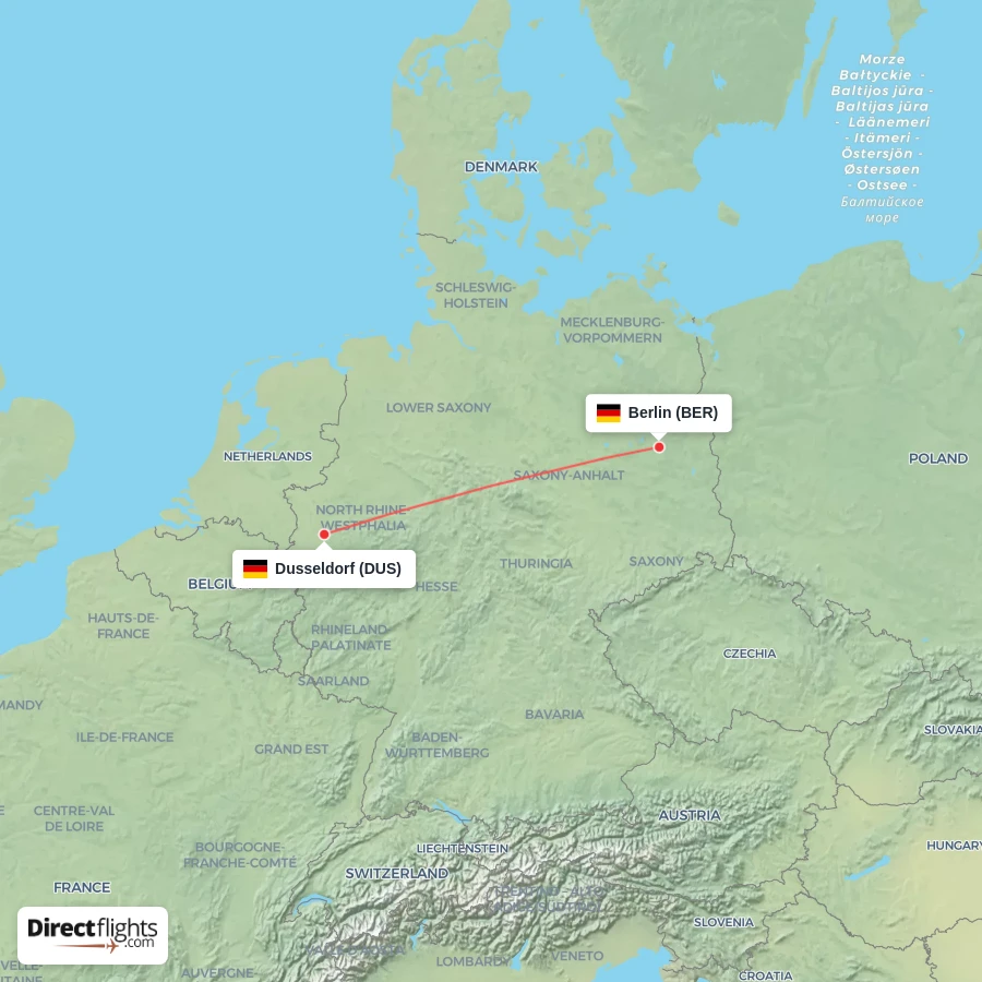 BER - DUS route map
