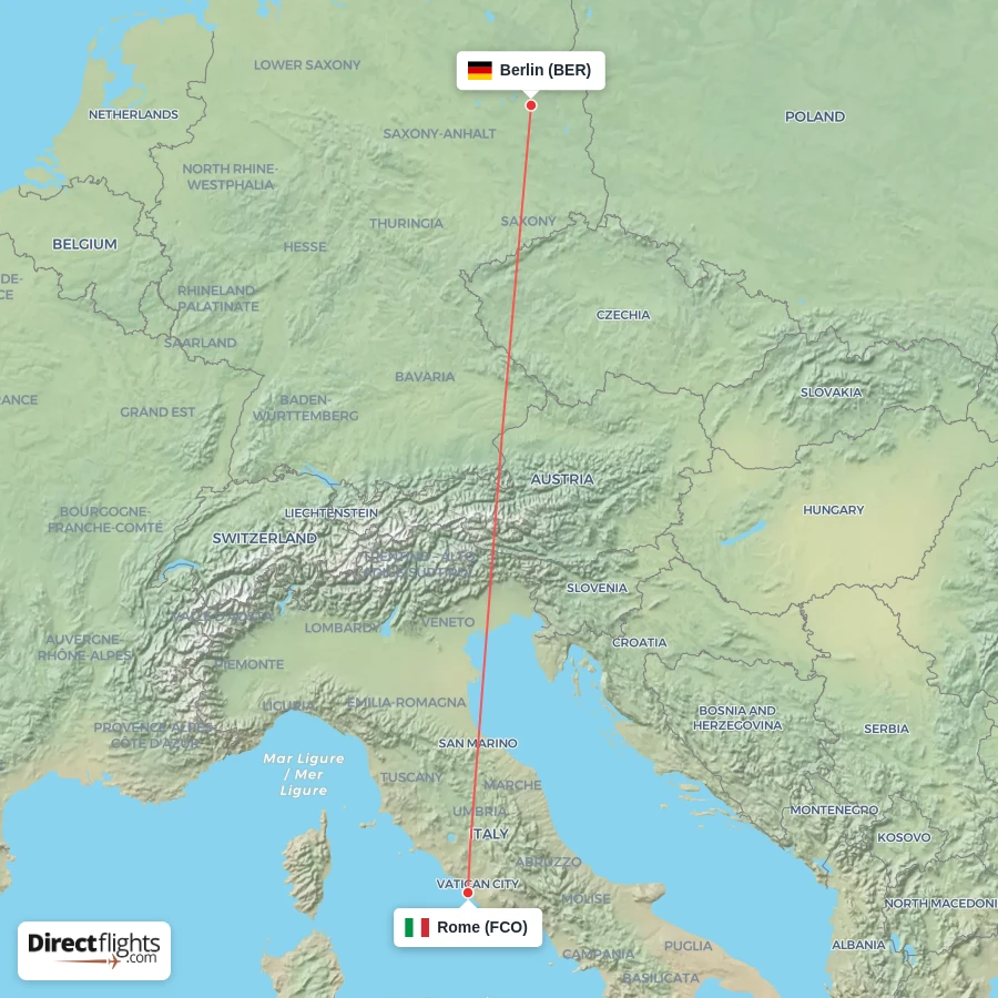 BER - FCO route map