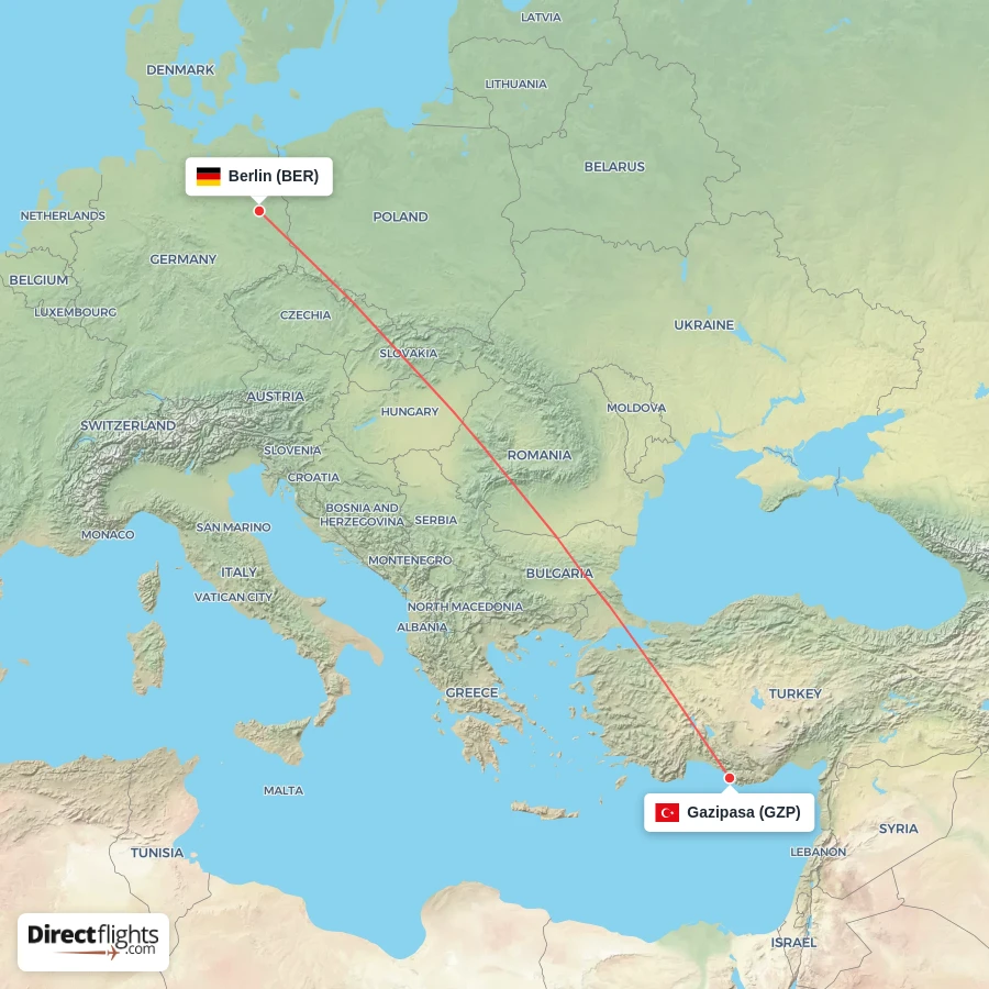 BER - GZP route map