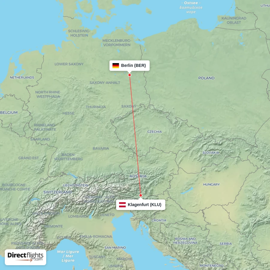 BER - KLU route map