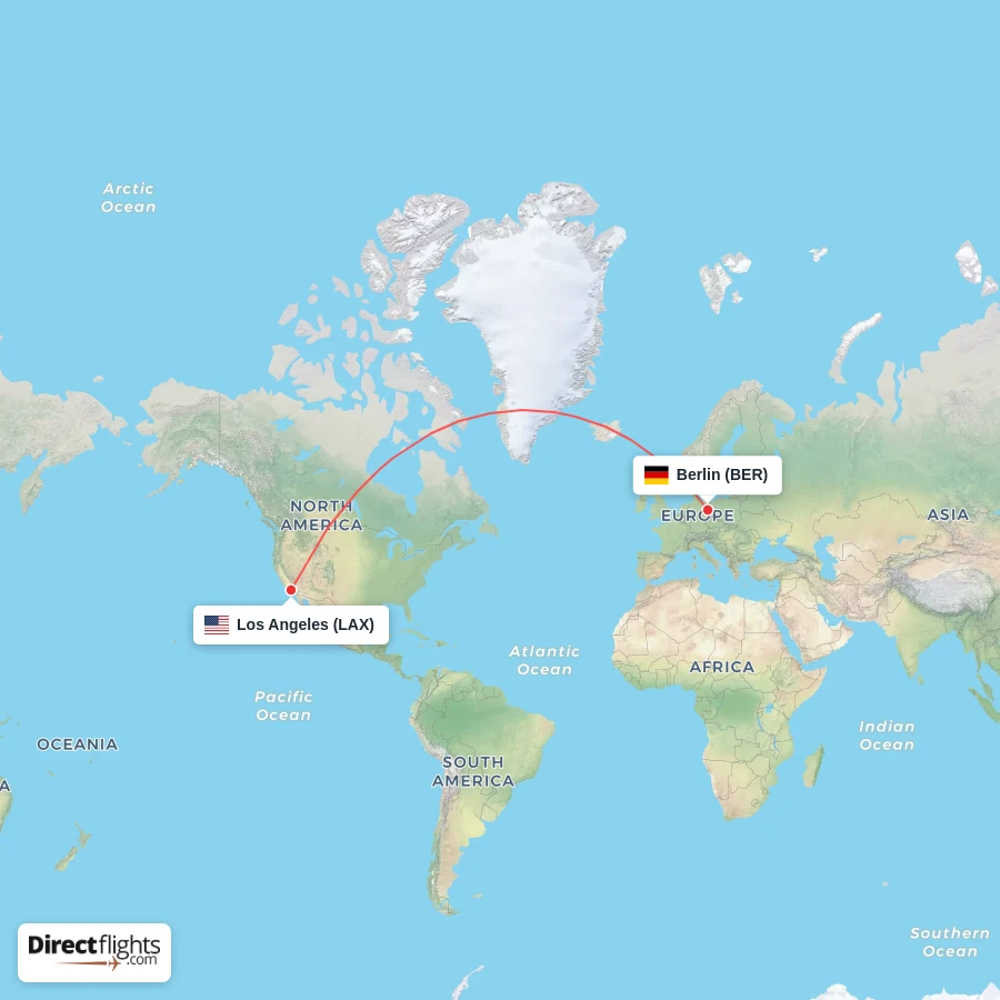 BER - LAX route map