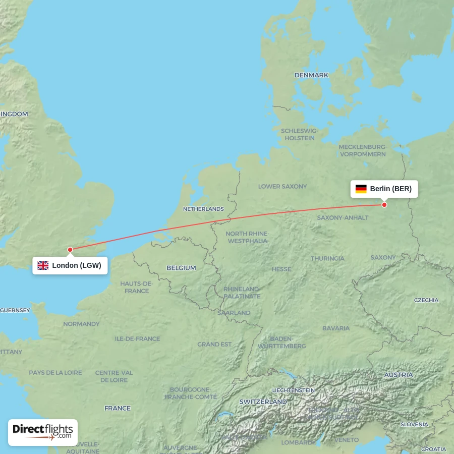 BER - LGW route map