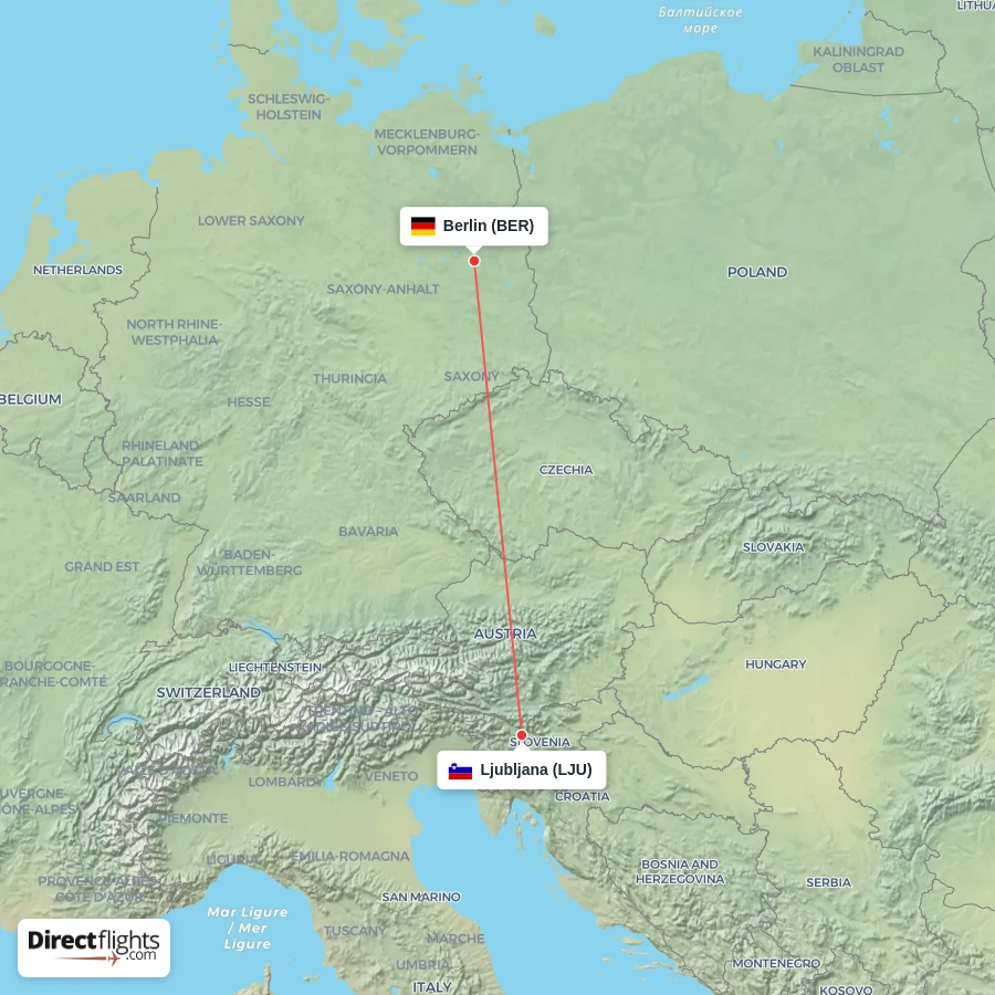 BER - LJU route map