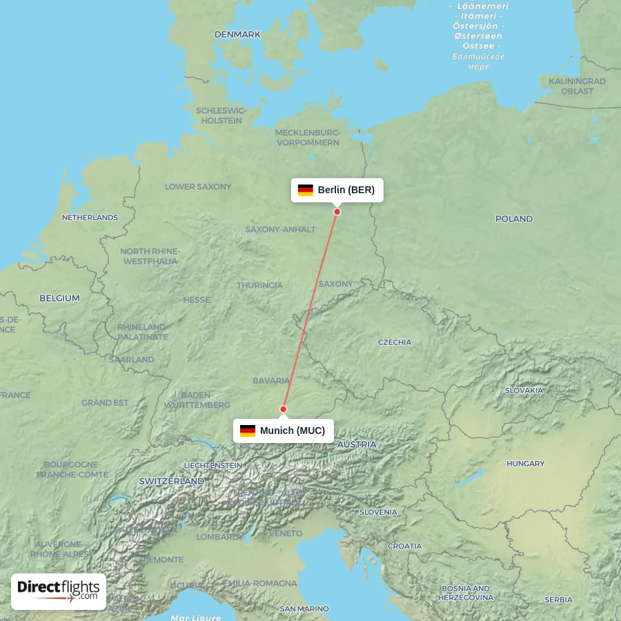 BER - MUC route map