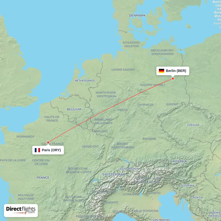 BER - ORY route map