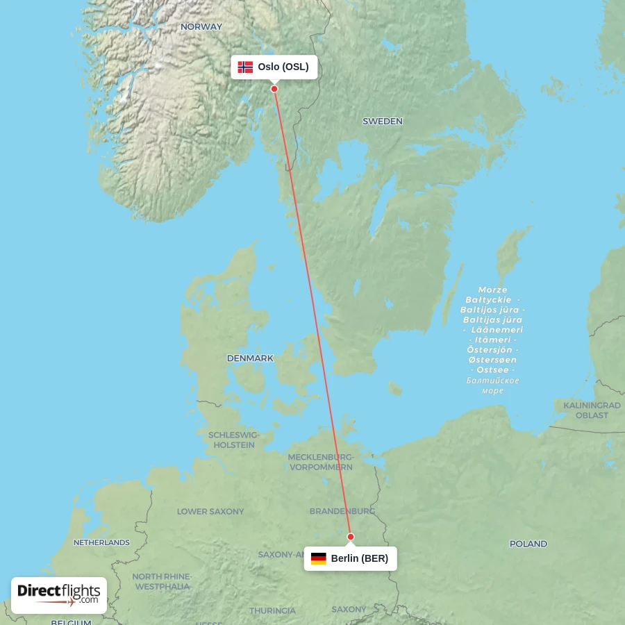 BER - OSL route map