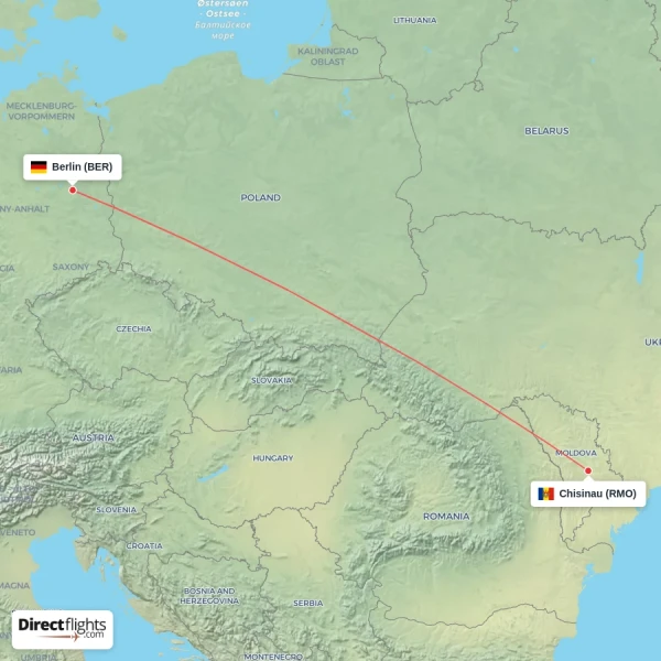 Berlin - Chisinau direct flight map