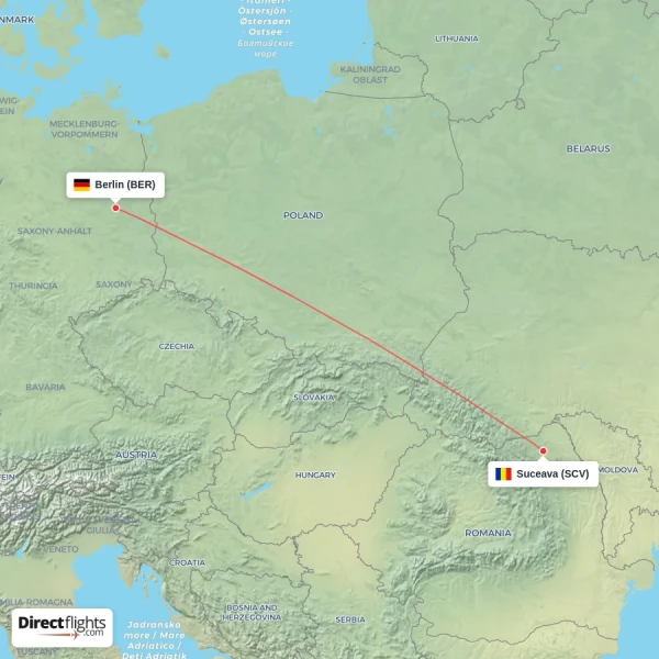 Berlin - Suceava direct flight map