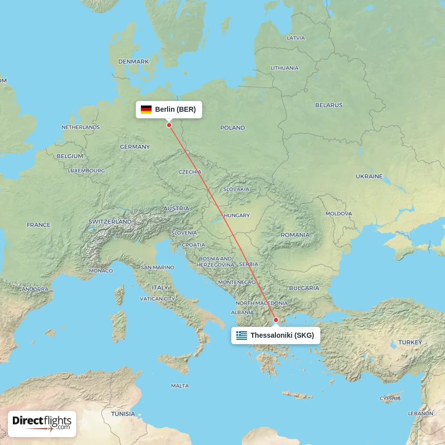 BER - SKG route map