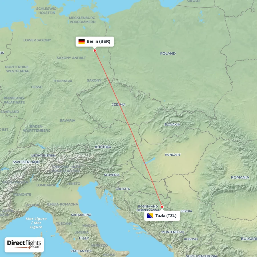 BER - TZL route map