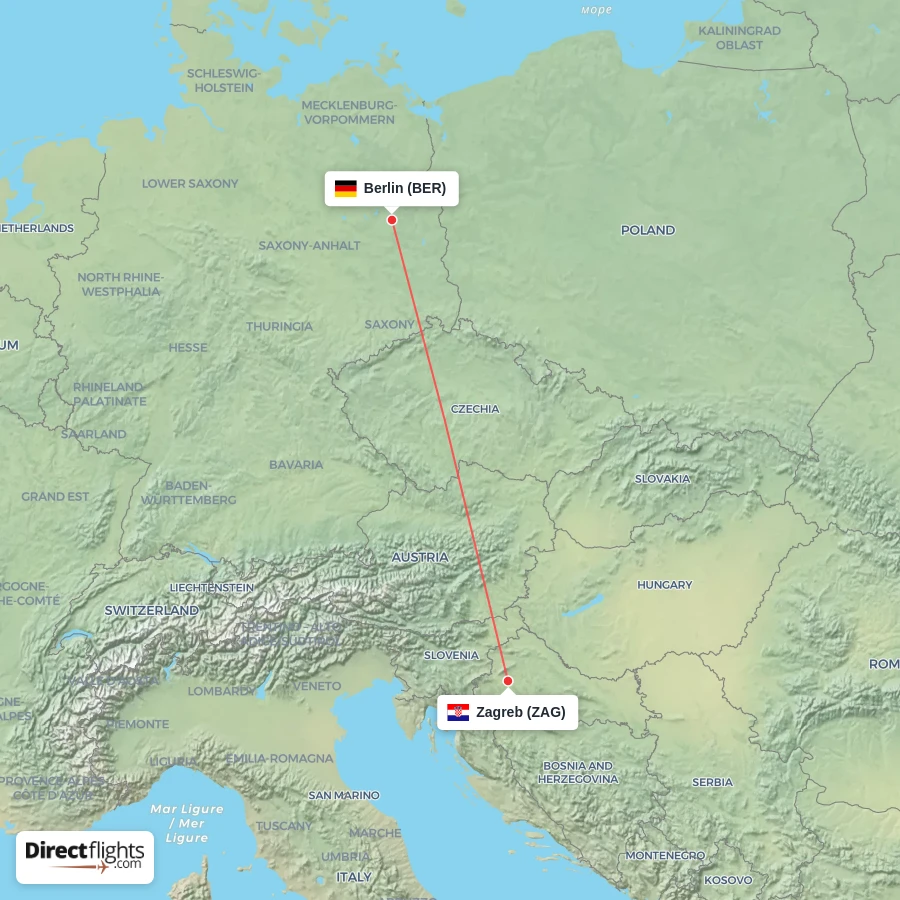 BER - ZAG route map